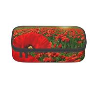 CMJSGG Champ De Coquelicots Coucher De Soleil Champ De Belles Fleurs, Trousse à Crayons, Trousse à Crayons, Trousse à Crayons de Grande capacité, Trousse à cosmétiques