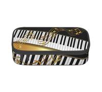 CMJSGG Clé de Piano élégante Notes d'or Noir, Trousse à Crayons, Trousse à Crayons, Trousse à Crayons de Grande capacité, Trousse à cosmétiques