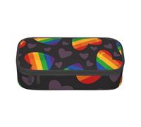 CMJSGG Coeur Arc-en-Ciel Gay de fierté LGBT, Trousse à Crayons, Trousse à Crayons, Trousse à Crayons de Grande capacité, Trousse à cosmétiques