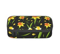 CMJSGG Conception De Fond Transparente avec des Fleurs De Jonquille, Trousse à Crayons, Trousse à Crayons, Trousse à Crayons de Grande capacité, Trousse à cosmétiques
