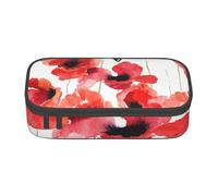 CMJSGG Coquelicots Aquarelle, Trousse à Crayons, Trousse à Crayons, Trousse à Crayons de Grande capacité, Trousse à cosmétiques