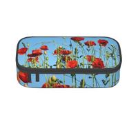 CMJSGG Coquelicots sur Ciel Bleu, Trousse à Crayons, Trousse à Crayons, Trousse à Crayons de Grande capacité, Trousse à cosmétiques