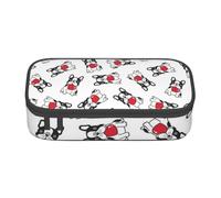 CMJSGG Dessin animé Coeur Bouledogue français Valentine, Trousse à Crayons, Trousse à Crayons, Trousse à Crayons de Grande capacité, Trousse à cosmétiques
