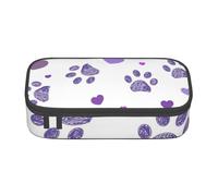 CMJSGG Empreinte de Patte Violette avec Coeur, Trousse à Crayons, Trousse à Crayons, Trousse à Crayons de Grande capacité, Trousse à cosmétiques