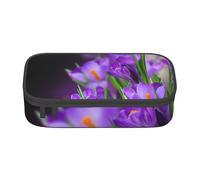 CMJSGG Feuilles Vertes et Fleurs Violettes imprimées, Trousse à Crayons, Trousse à Crayons, Trousse à Crayons de Grande capacité, Trousse à cosmétiques