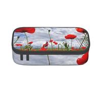 CMJSGG Fleur de Coquelicot Rouge imprimée, Trousse à Crayons, Trousse à Crayons, Trousse à Crayons de Grande capacité, Trousse à cosmétiques