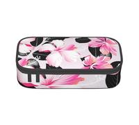 CMJSGG Fleurs d'hibiscus Tropicales à Feuilles Noires, Trousse à Crayons, Trousse à Crayons, Trousse à Crayons de Grande capacité, Trousse à cosmétiques