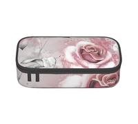 CMJSGG Fleurs Roses Aquarelle Floral Rose Feuilles Grises Splash, Trousse à Crayons, Trousse à Crayons, Trousse à Crayons de Grande capacité, Trousse à cosmétiques