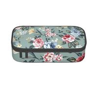 CMJSGG Fleurs Roses sur Fond Vert, Trousse à Crayons, Trousse à Crayons, Trousse à Crayons de Grande capacité, Trousse à cosmétiques