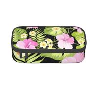 CMJSGG Fleurs Roses Tropicales et Palmiers de la Jungle, Trousse à Crayons, Trousse à Crayons, Trousse à Crayons de Grande capacité, Trousse à cosmétiques