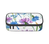 CMJSGG Libellule à Fleurs Bleues Aquarelle, Trousse à Crayons, Trousse à Crayons, Trousse à Crayons de Grande capacité, Trousse à cosmétiques