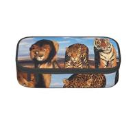CMJSGG Lion, léopard et Tigre se Battent pour la Nourriture imprimé, Trousse à Crayons, Trousse à Crayons, Trousse à Crayons de Grande capacité, Trousse à cosmétiques