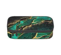 CMJSGG Malachite Verte en marbre Sarcelle Noir avec veines dorées et Taches dorées, Trousse à Crayons, Trousse à Crayons, Trousse à Crayons de Grande capacité, Trousse à cosmétiques