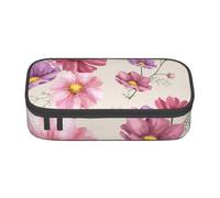 CMJSGG Modèle de Fleur de Cosmos dessiné à la Main, Trousse à Crayons, Trousse à Crayons, Trousse à Crayons de Grande capacité, Trousse à cosmétiques