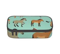 CMJSGG Modèle sans Couture avec des Chevaux dans Un Style Plat, Trousse à Crayons, Trousse à Crayons, Trousse à Crayons de Grande capacité, Trousse à cosmétiques