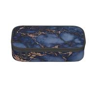 CMJSGG Motif marbre Bleu Marine et Faux cuivre, Trousse à Crayons, Trousse à Crayons, Trousse à Crayons de Grande capacité, Trousse à cosmétiques