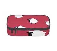 CMJSGG Mouton Mignon Dessin animé Mouton Blanc Rouge imprimé, Trousse à Crayons, Trousse à Crayons, Trousse à Crayons de Grande capacité, Trousse à cosmétiques