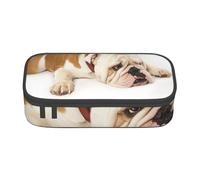 CMJSGG Photographie De Bouledogue Anglais De Bouledogue Triste Et Fatigué avec De La Crème Brune, Trousse à Crayons, Trousse à Crayons, Trousse à Crayons de Grande capacité, Trousse à cosmétiques