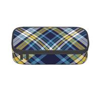 CMJSGG Plaid Bleu Marine Jaune Blanc Beauté Masculine, Trousse à Crayons, Trousse à Crayons, Trousse à Crayons de Grande capacité, Trousse à cosmétiques