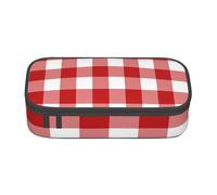CMJSGG Plaid Rouge et Blanc, Trousse à Crayons, Trousse à Crayons, Trousse à Crayons de Grande capacité, Trousse à cosmétiques