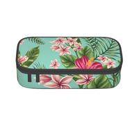 CMJSGG Plumeria et Fleurs d'hibiscus imprimé Feuille de Palmier de la Jungle Exotique, Trousse à Crayons, Trousse à Crayons, Trousse à Crayons de Grande capacité, Trousse à cosmétiques