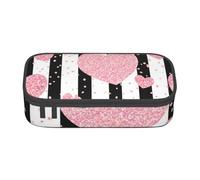 CMJSGG Rayure à Paillettes en Or Rose Coeur Romantique, Trousse à Crayons, Trousse à Crayons, Trousse à Crayons de Grande capacité, Trousse à cosmétiques