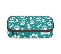 CMJSGG Sarcelle Blanc Chien Empreinte Patte Chiot Bleu, Trousse à Crayons, Trousse à Crayons, Trousse à Crayons de Grande capacité, Trousse à cosmétiques