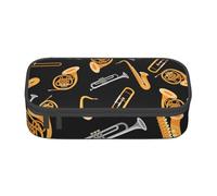 CMJSGG Saxophone Trombone Musique Noir, Trousse à Crayons, Trousse à Crayons, Trousse à Crayons de Grande capacité, Trousse à cosmétiques
