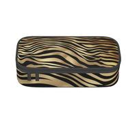 CMJSGG Sépia de Peau d'animal de zèbre d'or Noir Africain, Trousse à Crayons, Trousse à Crayons, Trousse à Crayons de Grande capacité, Trousse à cosmétiques