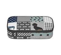 CMJSGG Silhouette de Race de Chien de Compagnie Teckel Noir et feu, Trousse à Crayons, Trousse à Crayons, Trousse à Crayons de Grande capacité, Trousse à cosmétiques