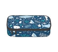 CMJSGG Sourire Requin Animaux Marins Poissons Océan Étoile De Mer Bleu, Trousse à Crayons, Trousse à Crayons, Trousse à Crayons de Grande capacité, Trousse à cosmétiques