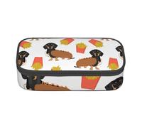 CMJSGG Teckel Hot Dog Et Frites Nourriture Drôle Mignonne, Trousse à Crayons, Trousse à Crayons, Trousse à Crayons de Grande capacité, Trousse à cosmétiques