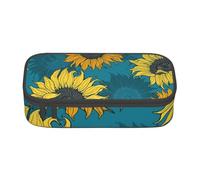 CMJSGG Tournesols Jaunes sur Fond Bleu, Trousse à Crayons, Trousse à Crayons, Trousse à Crayons de Grande capacité, Trousse à cosmétiques