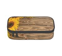 CMJSGG Trois tournesols sur Bois, Trousse à Crayons, Trousse à Crayons, Trousse à Crayons de Grande capacité, Trousse à cosmétiques
