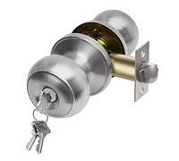 CML Hardware Lot de 1 poignée de porte d'entrée à clé en acier inoxydable massif pour extérieur et intérieur, poignée ronde à boule