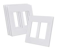 CML Plaque murale décorative sans vis, 2 prises de courant, plaques décoratives d'interrupteur, vis cachées, face lisse, taille standard 11,7 x 12 cm, résistante aux chocs, lot de 4, blanc