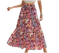 CMLDJBD Jupe Longue Femme Haute Imprimée Style Bohème pour Femme, Mode Été-un-5xl