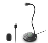 CMOCIIY Microphone d'ordinateur USB Plug & Play, col de cygne flexible et bouton muet LED - Microphone de bureau pour jeux, YouTube, streaming, compatible avec Windows/Mac (1,8 m)