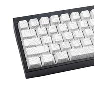Cmokifuly PBT Touches personnalisées, touches topographiques à profil cerisier sur le thème des lignes, 131 touches, touches imprimées latérales pour clavier mécanique (blanc)