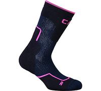 CMP - Chaussettes de randonnée en laine moyenne pour enfant, Encre Bleue-Violet Fluo, 25/27
