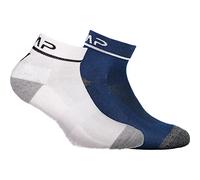 CMP - Lot double de chaussettes de course enfant en coton, Blanc-B.Bleu, 25/27