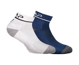 CMP - Lot double de chaussettes de course enfant en coton, Blanc-B.Bleu, 25/27