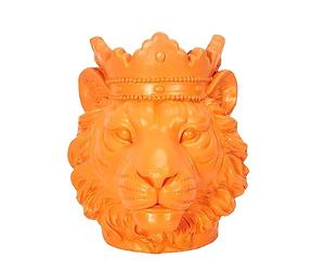 CMP Paris Cache Pot Tête De Lion Couronné en Magnesia - Orange - H 35 X D 30 Cm