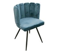 Home Deco Factory Chaise Ariel Velours Métal Bleu canard