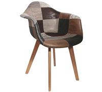 Paris Prix – Lot de 2 Fauteuils Patchwork en PU Marron