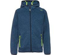 CMP - Veste Knit-Tech pour enfant avec capuche fixe, Bleu-vert citron, 104