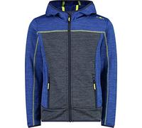 CMP Veste Melange Hommes À Capuche Fixe Knit Tech mélange fleece jacket, Boy, Danube-Noir, 104 Enfants et adolescents
