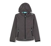 CMP - Veste softshell chinée pour enfant avec capuche fixe, Black Mel.-Eau, 164