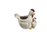 CMQTHINGS Décoration de Jardin Jardinière de Poulet en résine, Statue Poule et Poussins, Pot Fleur, décor Jardin Statue d'extérieur