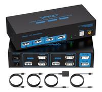 CMSTEDCD Commutateur HDMI KVM 2 moniteurs 2 ordinateurs 4K @ 60 Hz USB 2.0 Commutateur de moniteur pour 2 ordinateurs partagent deux moniteurs et 4 périphériques USB Prend en charge le mode étendu